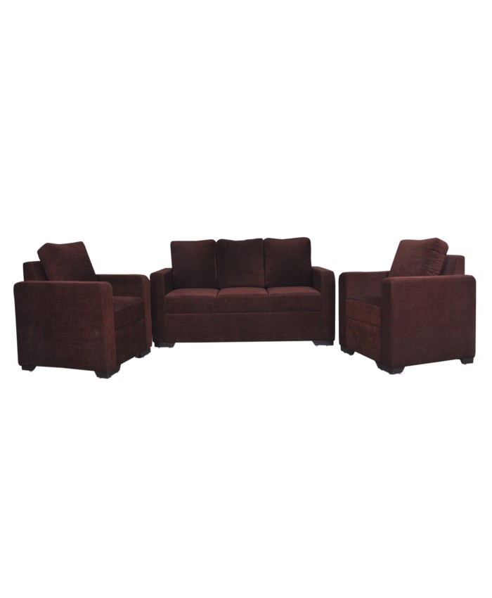 Fully Covered Dark Brown Coloured Sofa Set Of 3+1+1